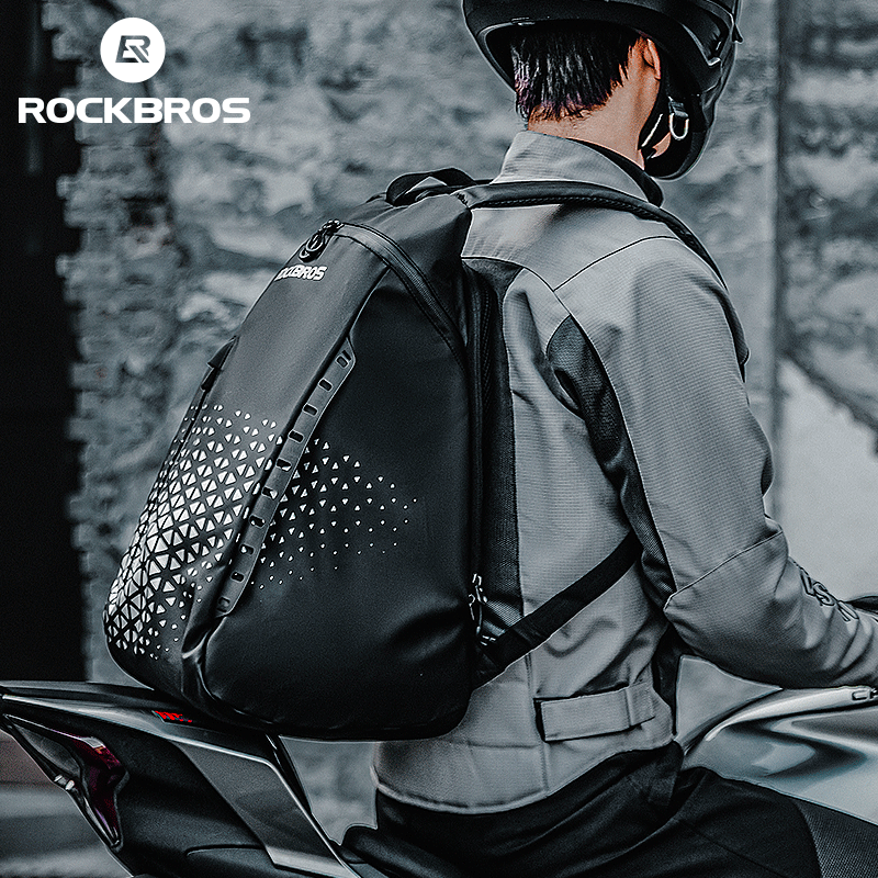 ROCKBROS High-Capacity 14.5L Helmet Backpack with Reflective Safety Design