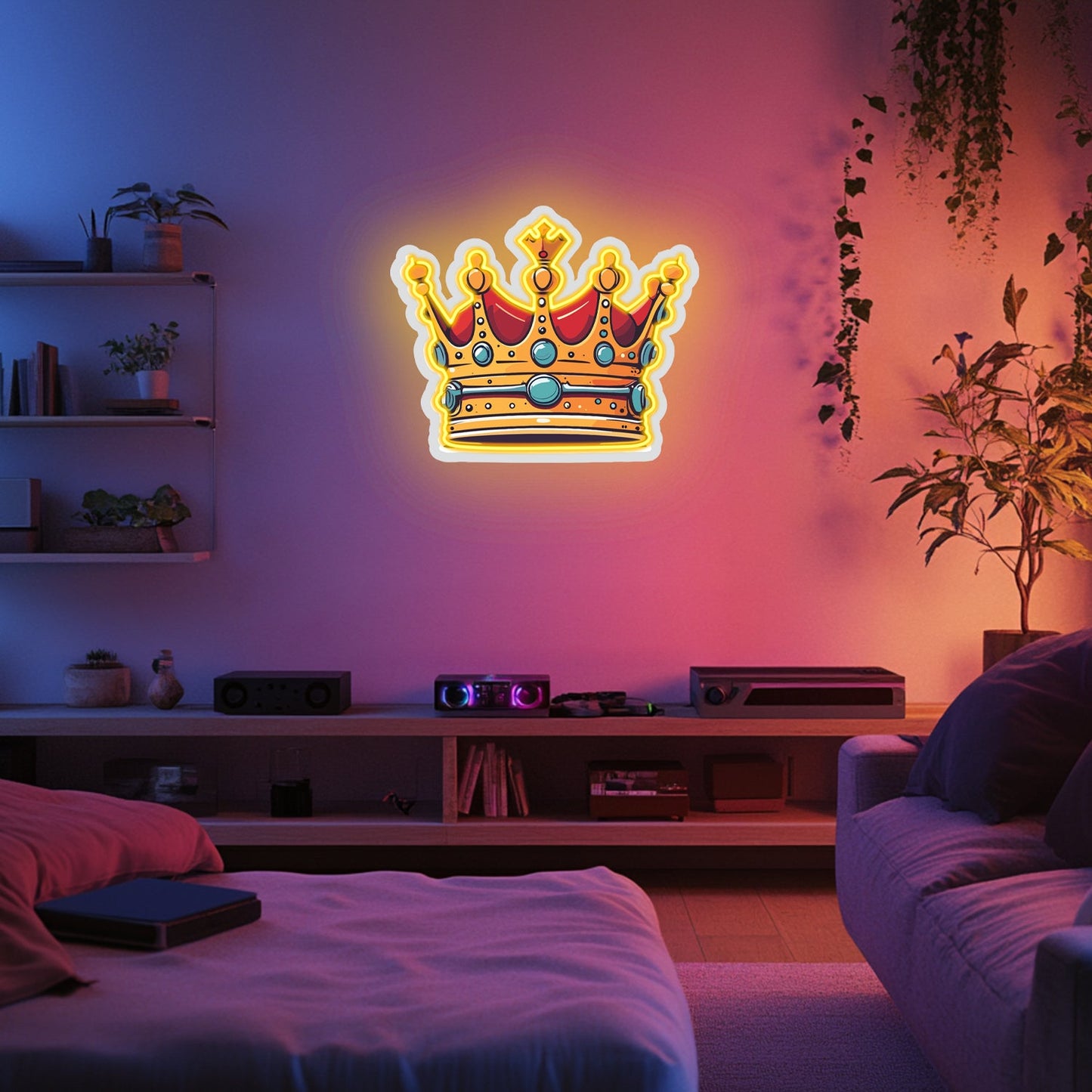 UV Printed King Crown Neon Wall Art- LV0028