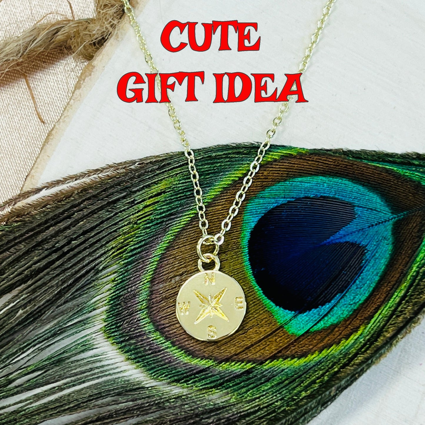 Dainty compass necklace