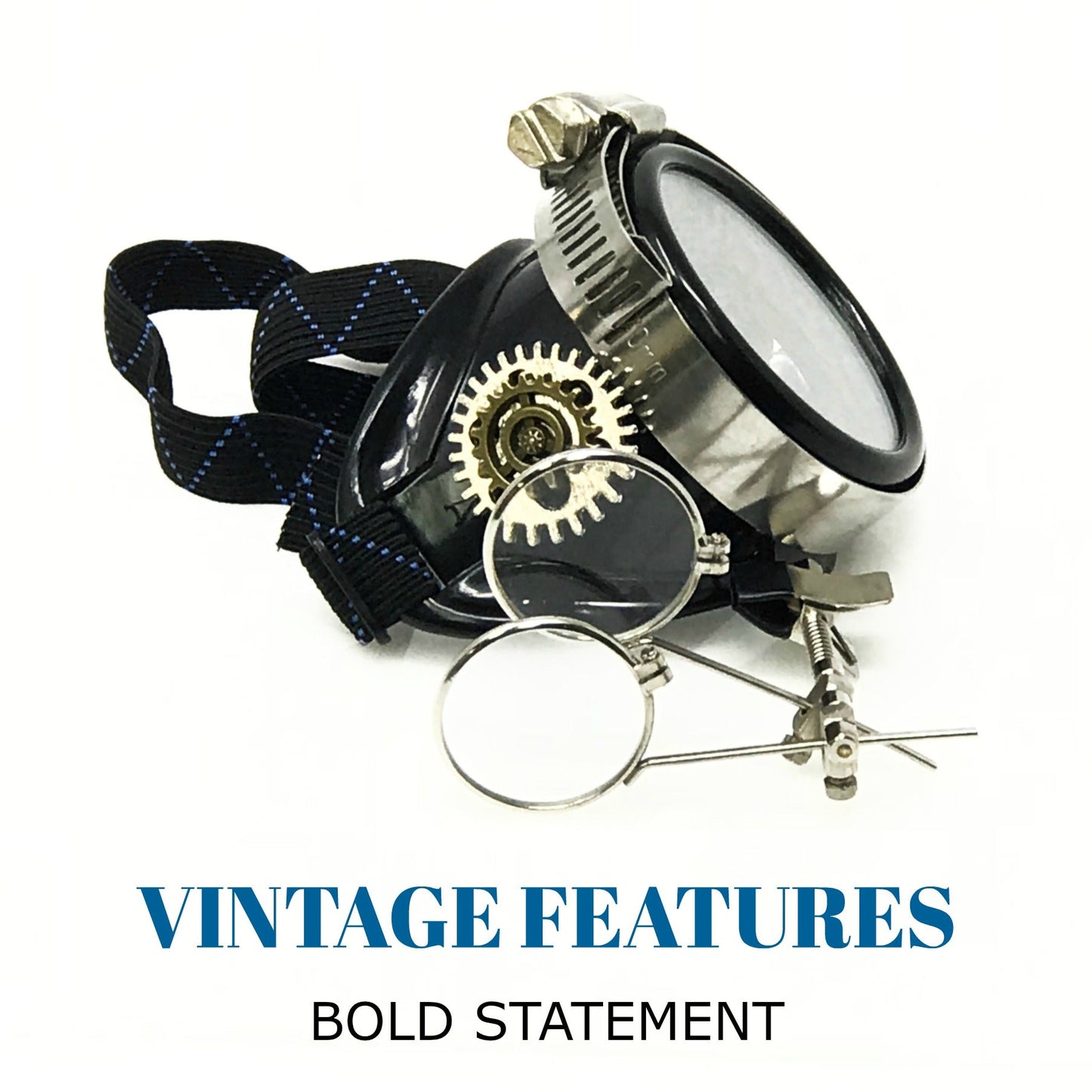 Airship captain pirate eyepatch monocle Rave goggle with magnifying eye loupes