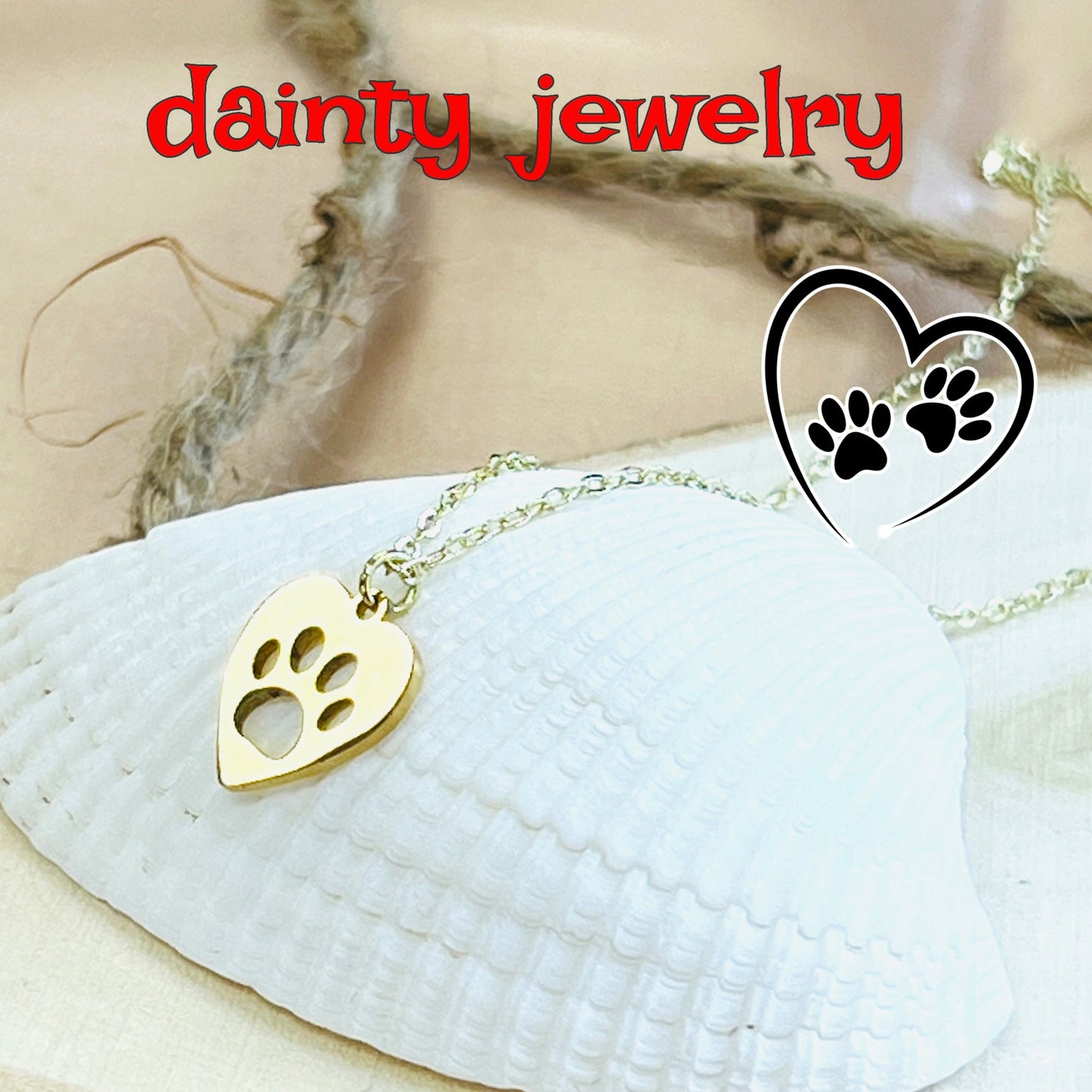 Paw print necklace gold plated dog or cat jewelry