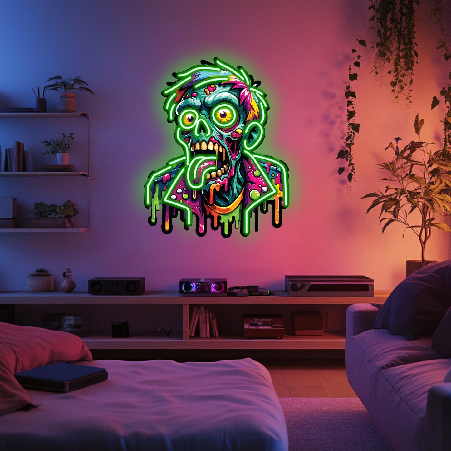 UV Printed Zombie  Neon Wall Art- LV0059