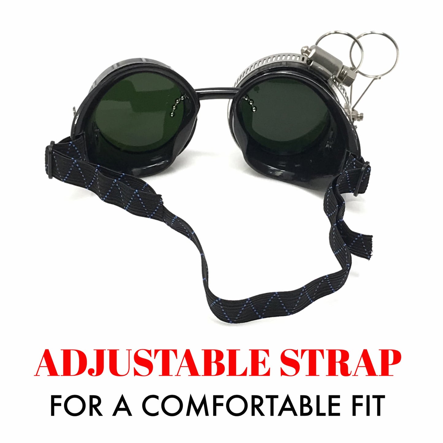 Diesel goth punk Vespa Goggles with magnifying eye loupes black lenses