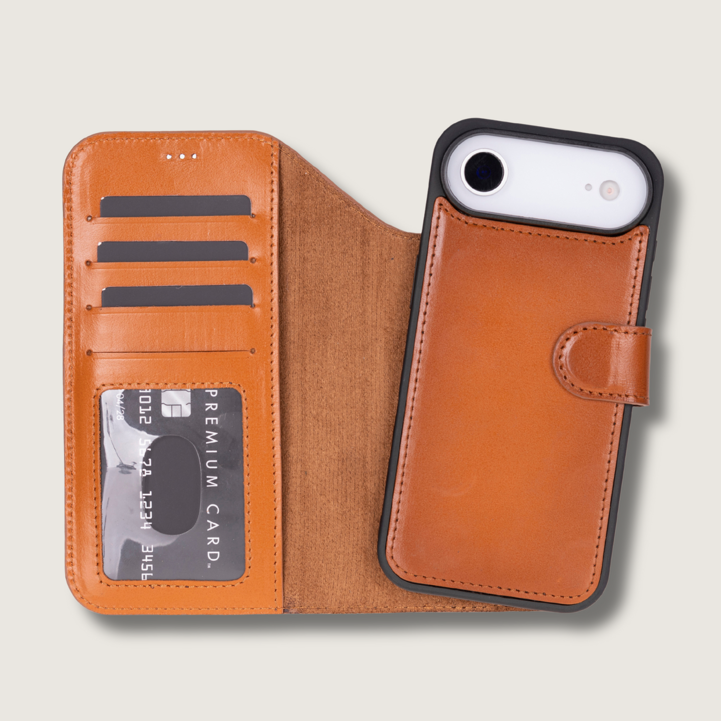 Premium Leather iPhone Air Wallet Case – Rustic Brown - Austin