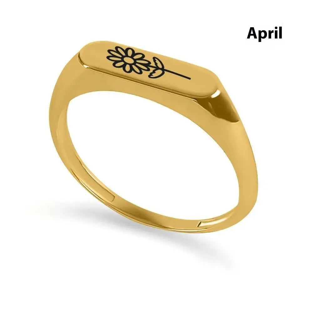 December Flowers And Plants Ring Stainless Steel Creative