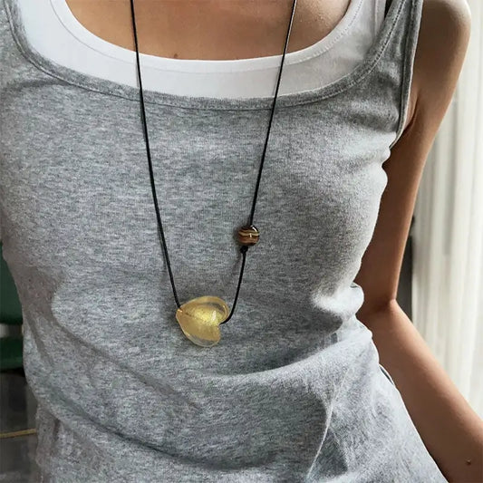 New Style Glass Love Pendant Design Sense Niche Long Necklace