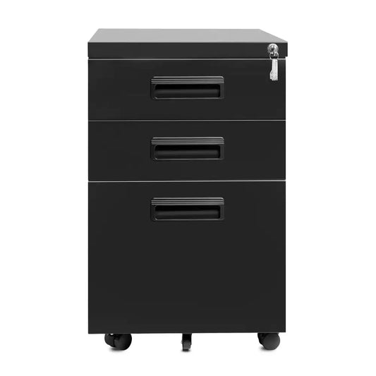 3-Drawer Mobile File Cabinet with Keys, 15.4