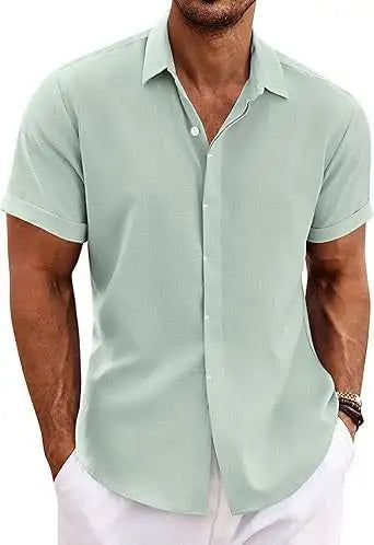 Men's Shirt Short Sleeve Casual Buckle