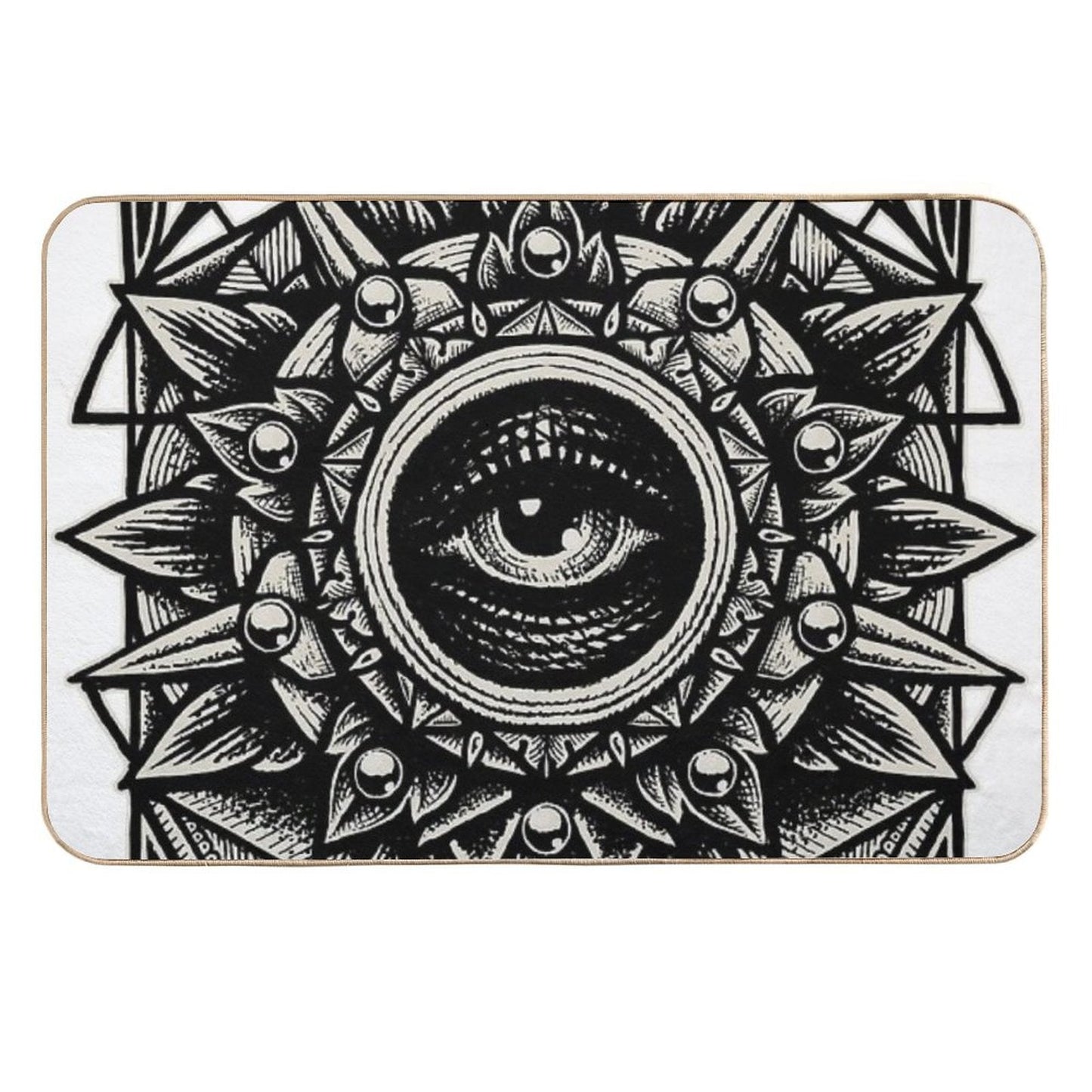 Sacred Geometry Seraphim Star Mandala Black  Dirt-Trapping Bath Mat