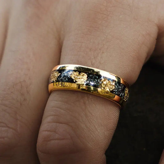 Fashion Men's Gold Starry Stainless Steel Ring