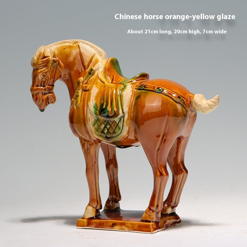 Tang Sancai New Chinese Style Ceramic Horse Study Living Room Hallway Horse Ornament