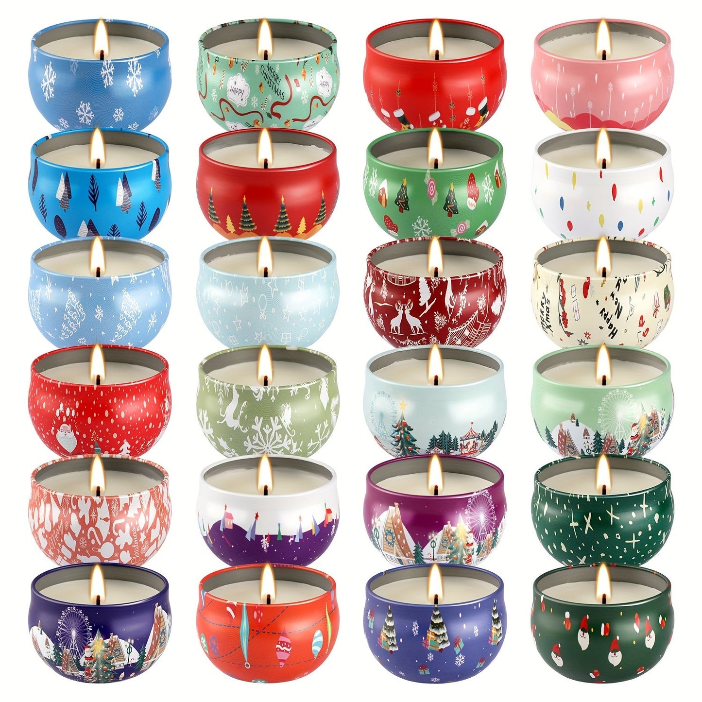 24pcs Christmas Scented Candle, Smoke-free, No-drip, Elegant Romantic Candle, Suitable For Family, Wedding, Church, Seasonal Celebrations, Also Very Suitable For Various Festivals.