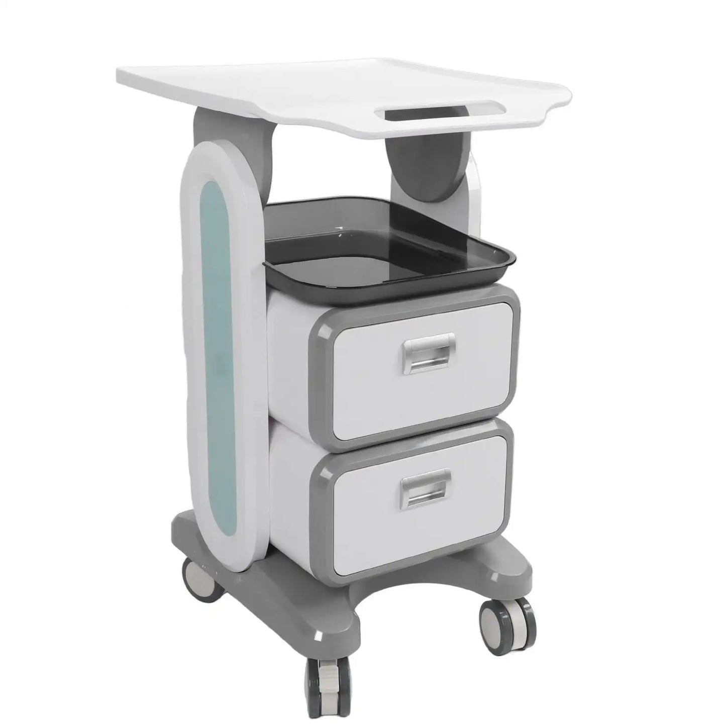 Mobile Medical Trolley Cart Enlarged Tabletop Double Drawer Multifunctional Medical Cart for Beauty Salon Clinic