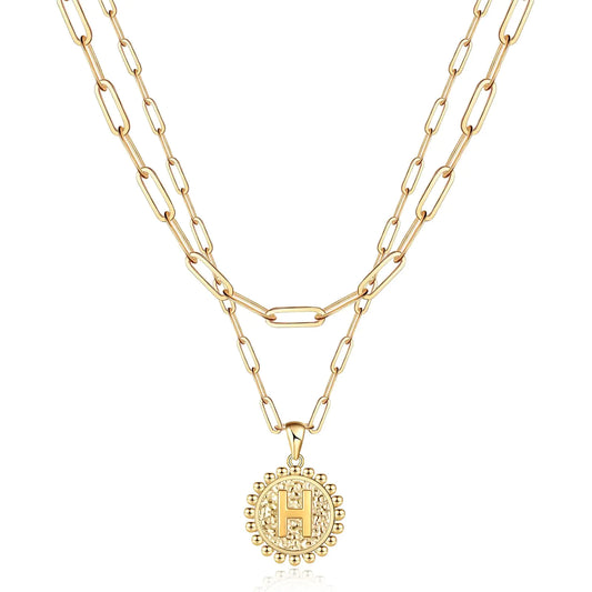Weiyanfnr Gold Initial Necklaces for Women Gold Chain Necklace Layered Paperclip Chain Necklaces for Women Jewelry Gifts (T)