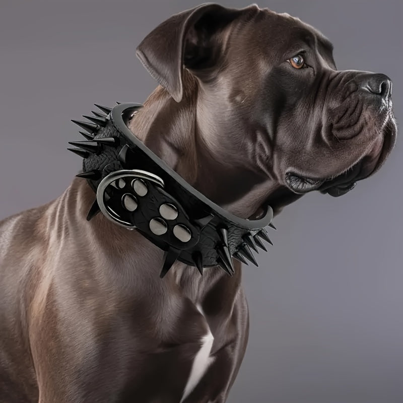 Leather Dog Collar with Spiked Studs – Heavy-Duty, Durable, Non-Breakable Buckle, Hand Wash Only – Sturdy Collar for Medium to Large Dogs" - Premium dog collar from Lizard Vigilante - Just $23.88! Shop now at Lizard Vigilante