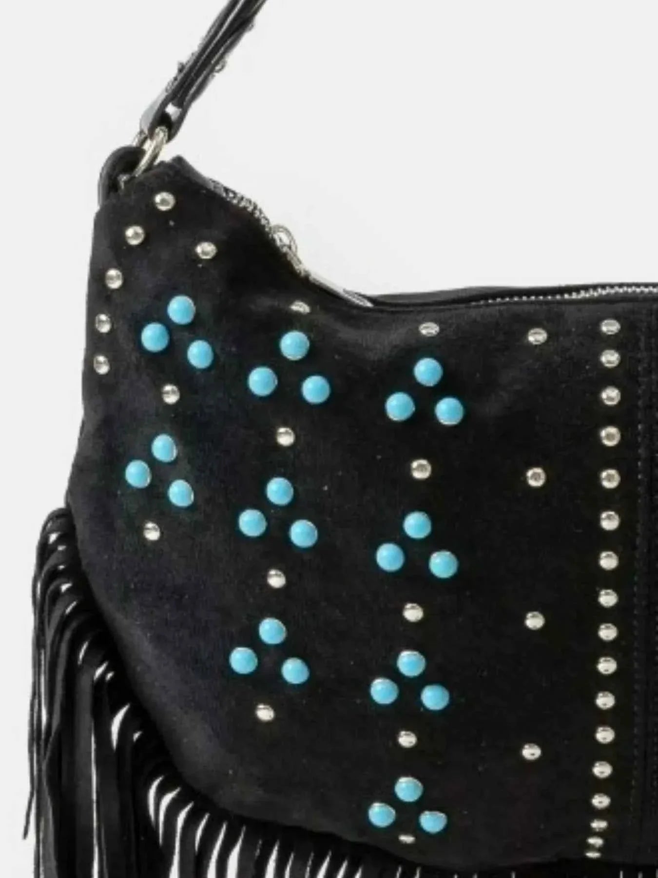 Fame Studded Pattern : Multi Fringe Hobo Shoulder Bag