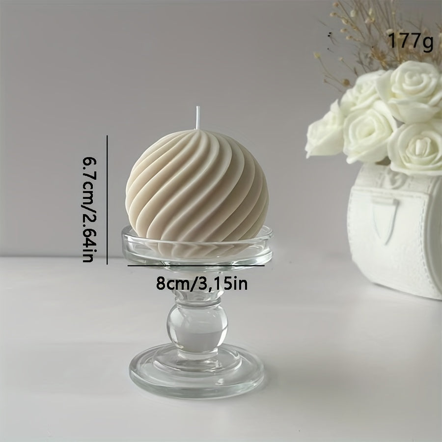 Romantic Wave Sphere Scented Candle - Sandalwood Aroma, Geometric Design for Home Decor, Perfect for Valentine's Day & Special Occasions