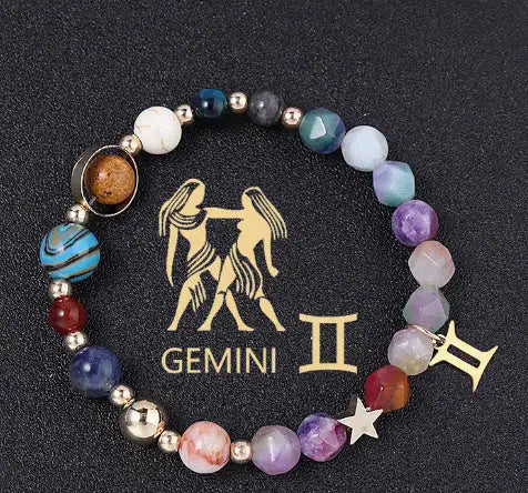 Twelve Constellation Constellation Bracelet Natural Stone Cut Color
