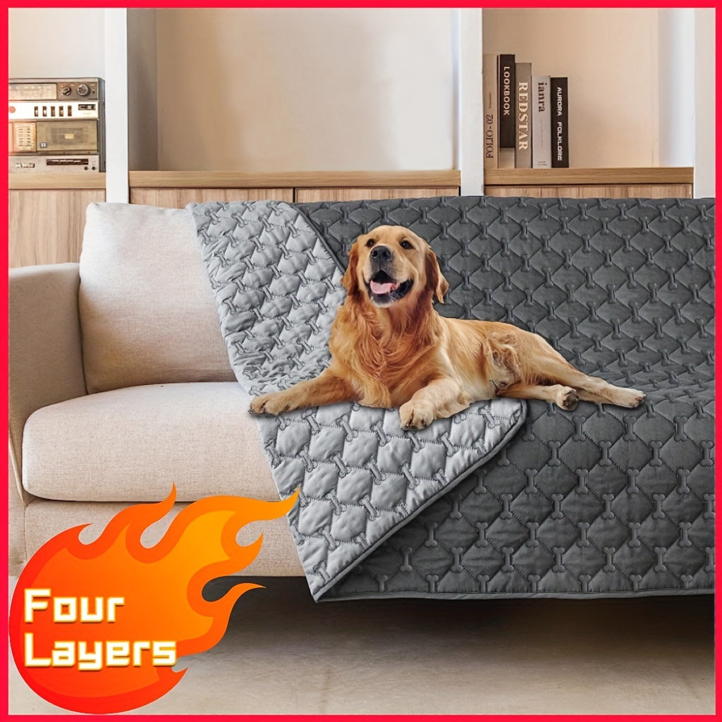 Extra Large Reversible High Quality Dog Blanket - Double-Sided Pet Bed Cover with Bone Pattern, Machine Washable Sofa Protector for Medium/Large/Small Dogs & Cats, Indoor/Outdoor Use, Blanket for Bed