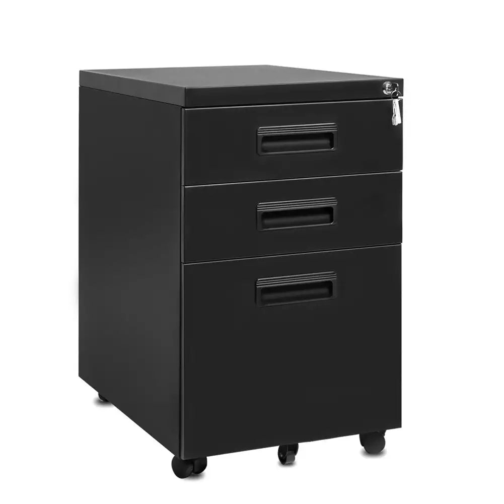 3-Drawer Mobile File Cabinet with Keys, 15.4
