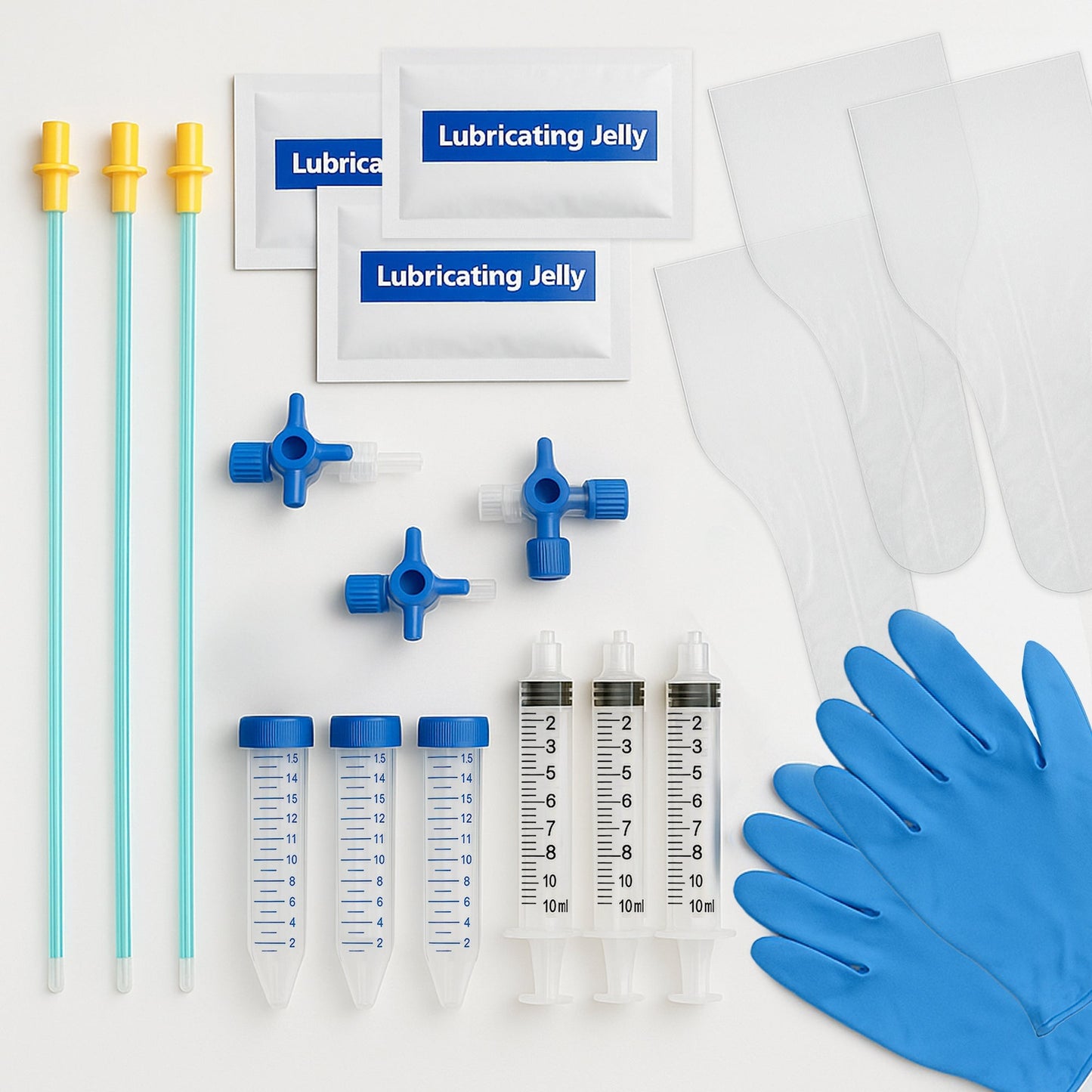 3-Way Canine Breeding Kit – Complete Set for Semen Collection and Insemination with Collection Cones, Insemination Rods, Syringes, Tubes, Gloves, Valves & Lubricating Jelly