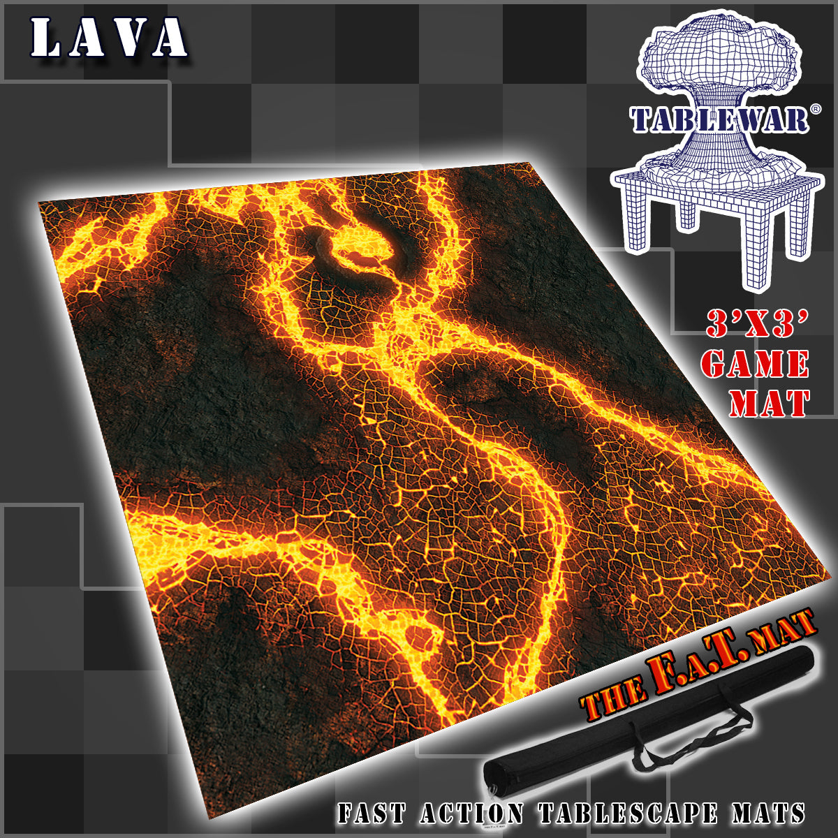 3x3 'Lava Planet' F.A.T. Mat Battle Gaming Mat
