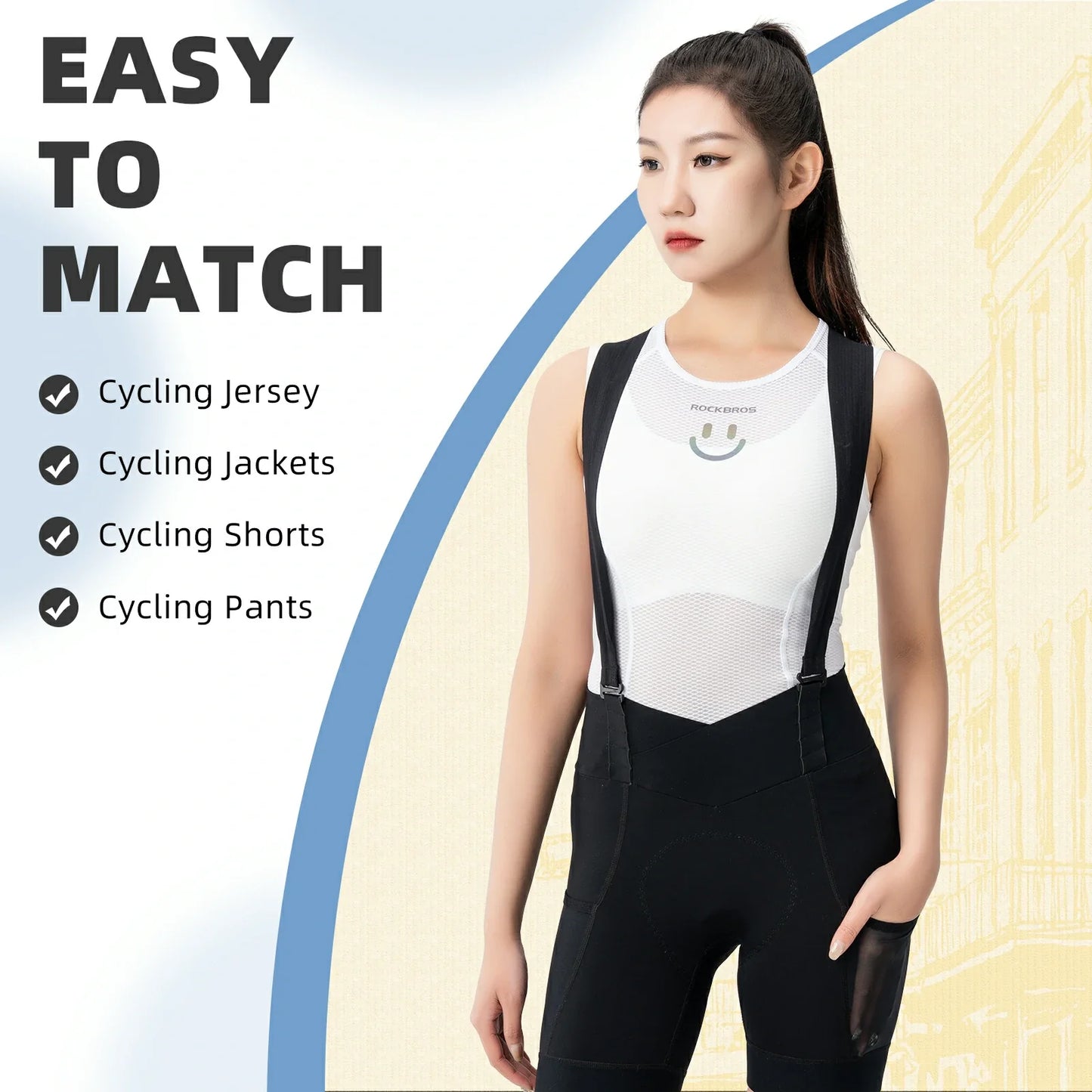 ROCKBROS Breathable Mesh Sleeveless Quick Dry Slim Cycling Base Layer for Women