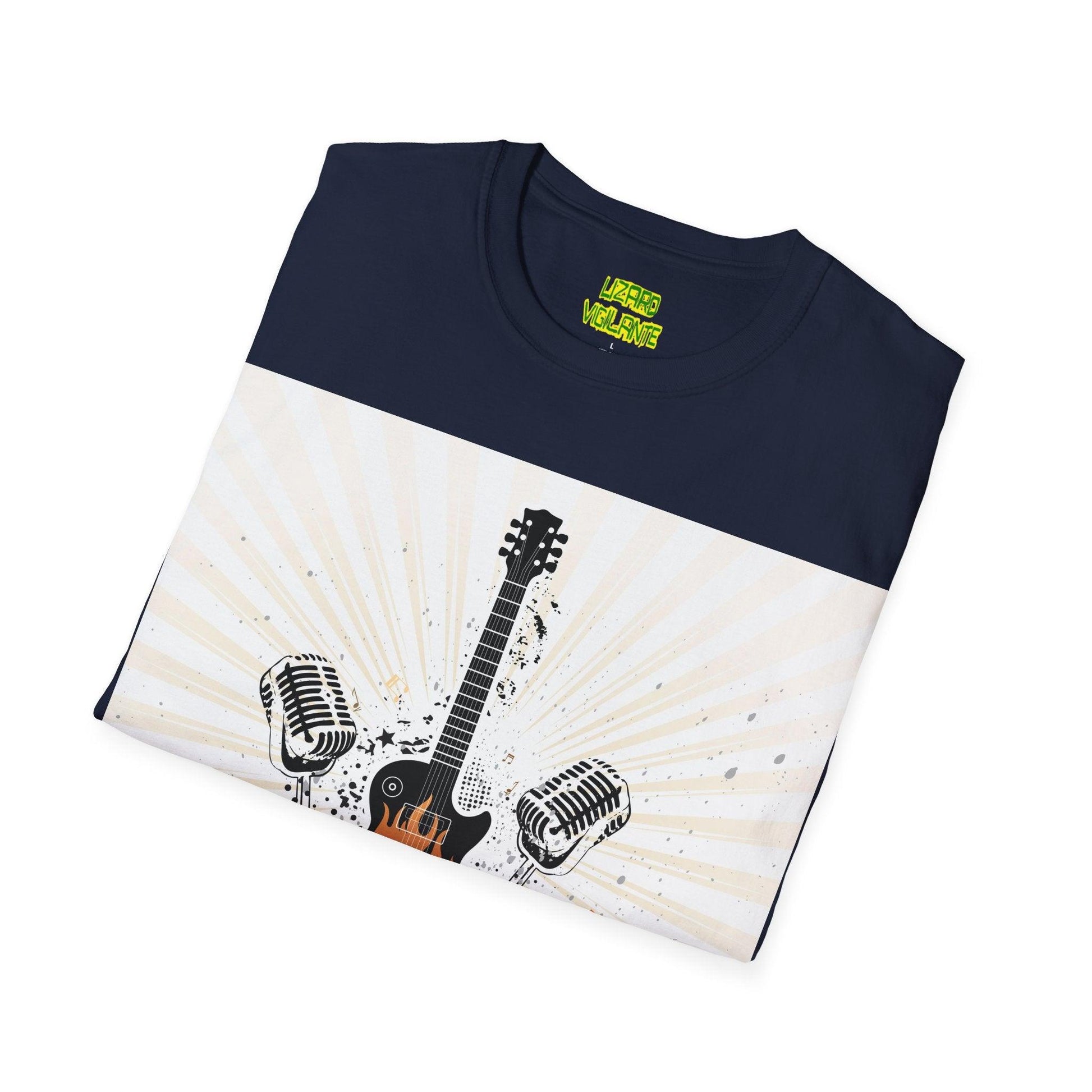 Fire Guitar Mics Speakers Unisex Softstyle T-Shirt - Lizard Vigilante