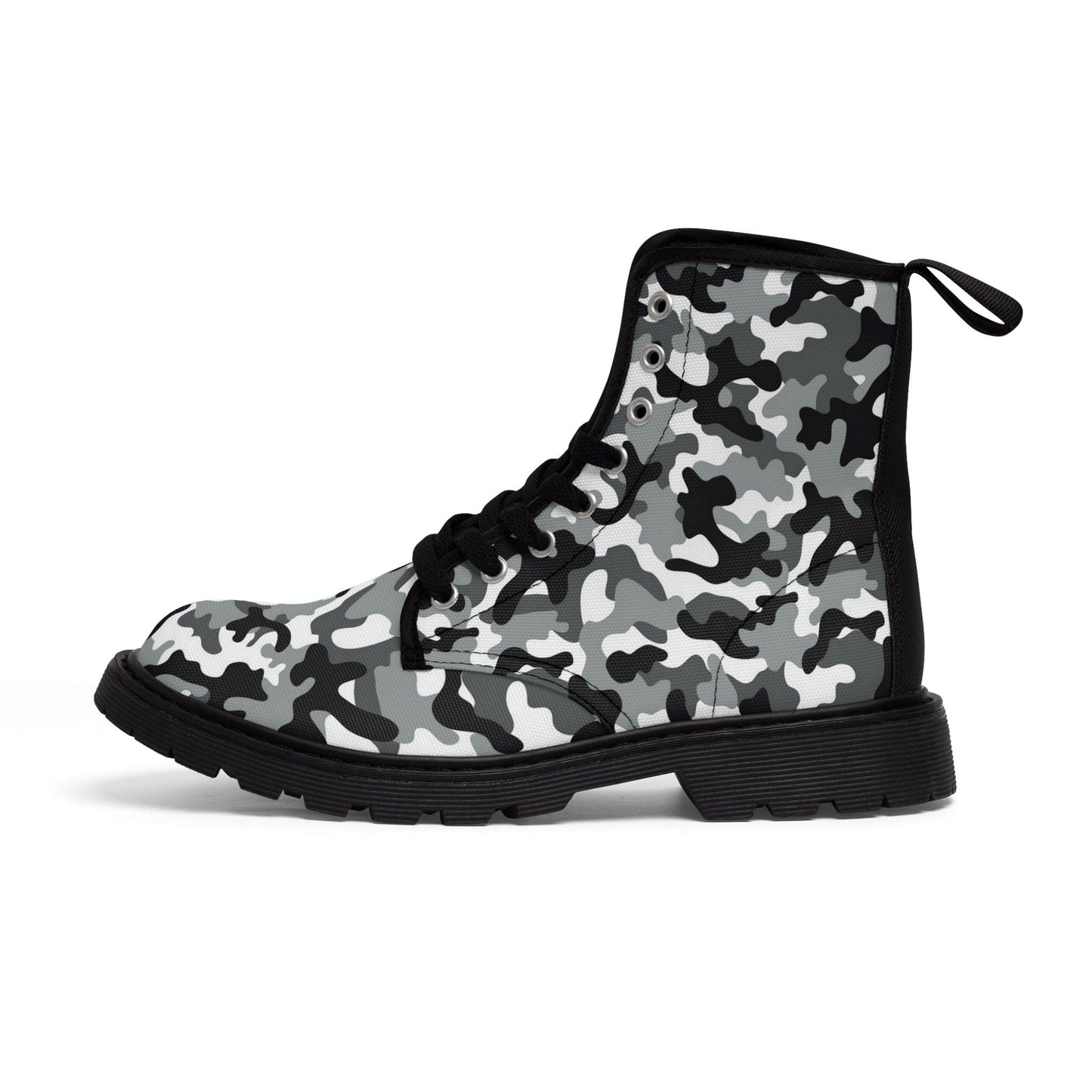 BLACK WHITE GREY Camo Men's Canvas Boots - Lizard Vigilante