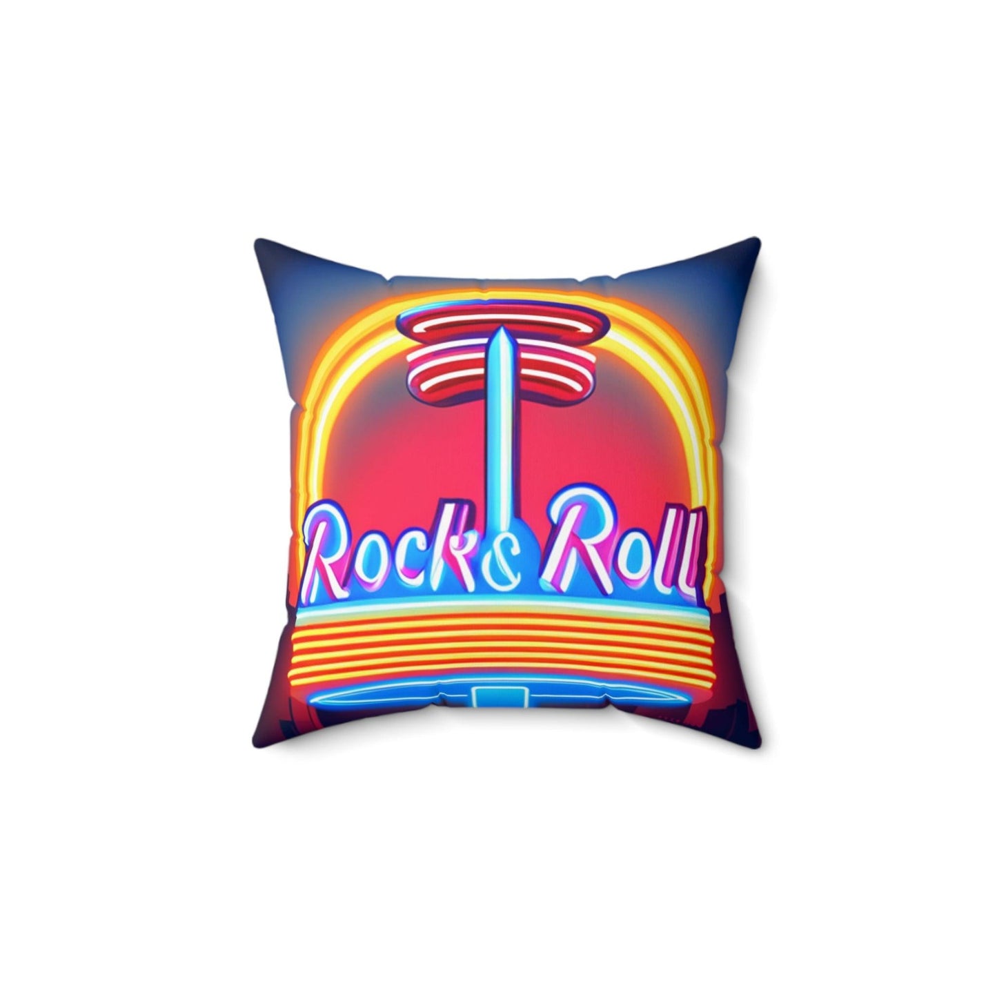 Rock & Roll Diner Spun Polyester Square Pillow - Lizard Vigilante