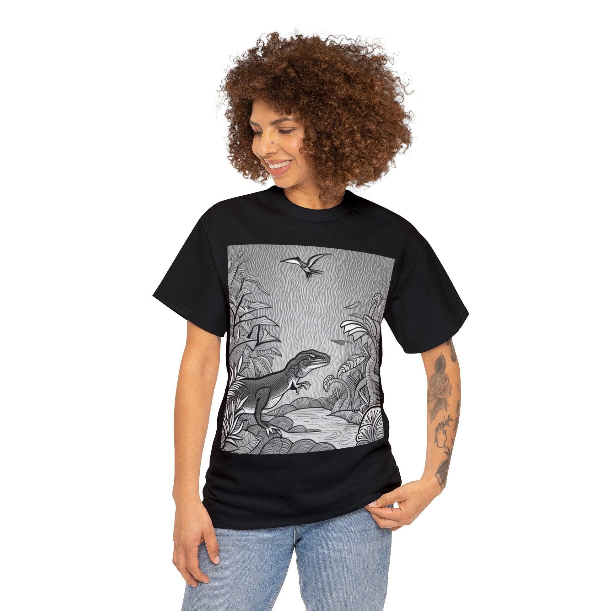 Prehistory Scene Unisex Heavy Cotton Tee - Lizard Vigilante