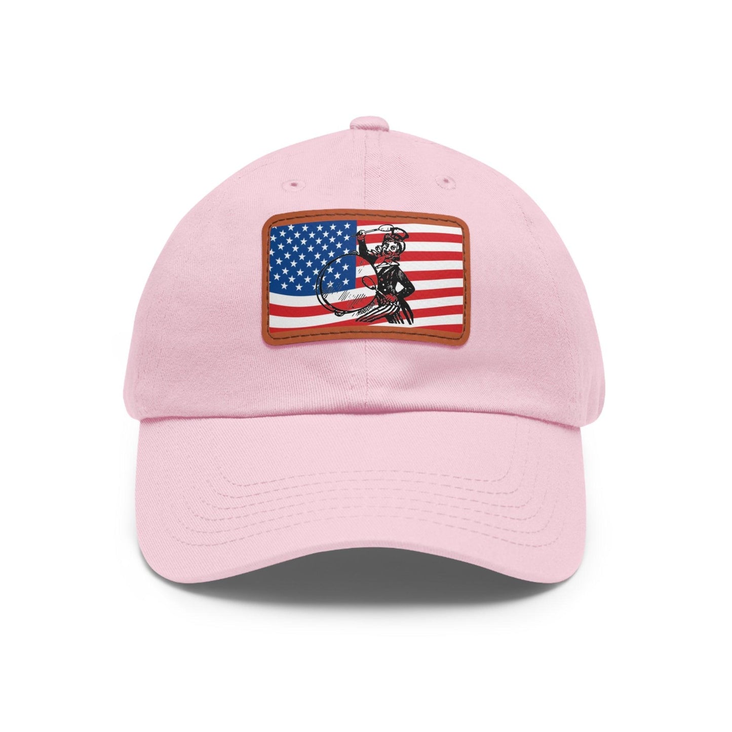 American Flag With Uncle Sam Drummer Dad Hat with Leather Patch (Rectangle) - Lizard Vigilante