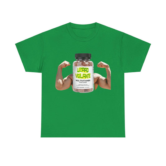 Lizard Vigilante MultiVitamins Muscle Man Unisex Heavy Cotton Tee - Lizard Vigilante