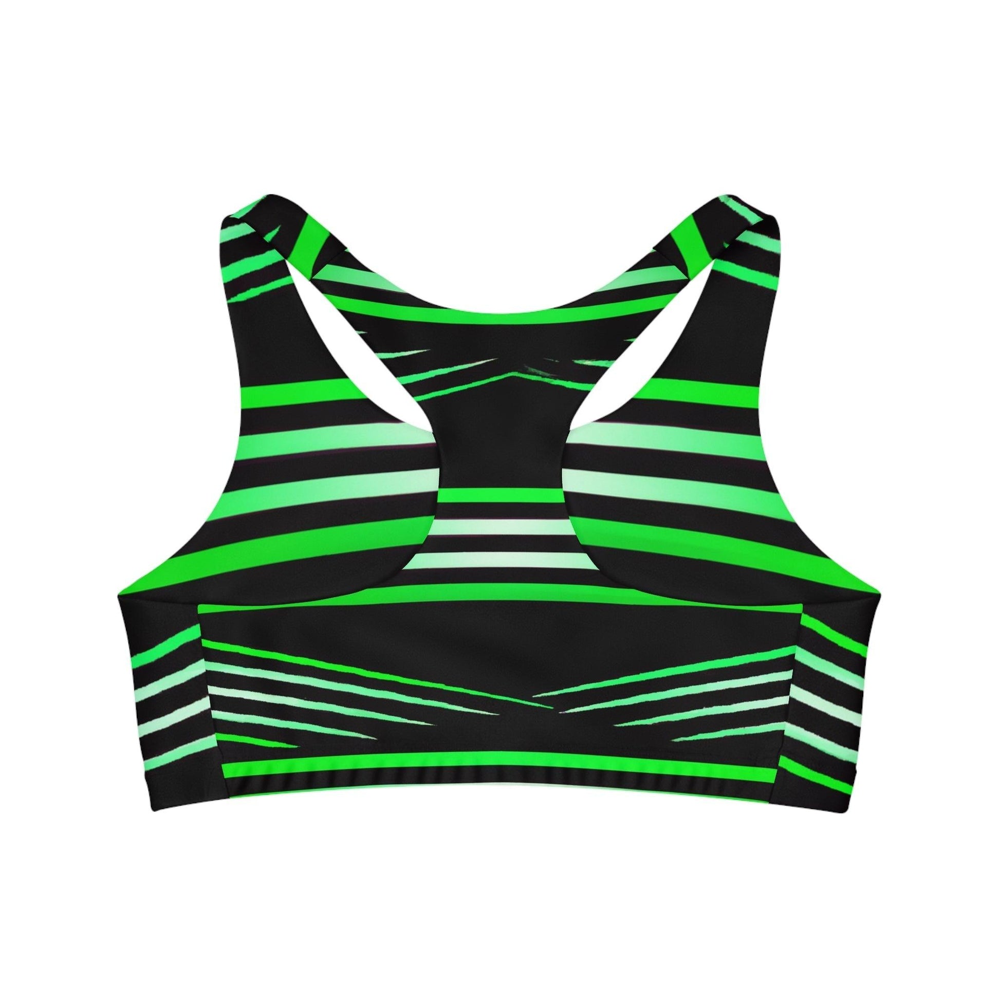 Black Green White Seamless Sports Bra - Lizard Vigilante