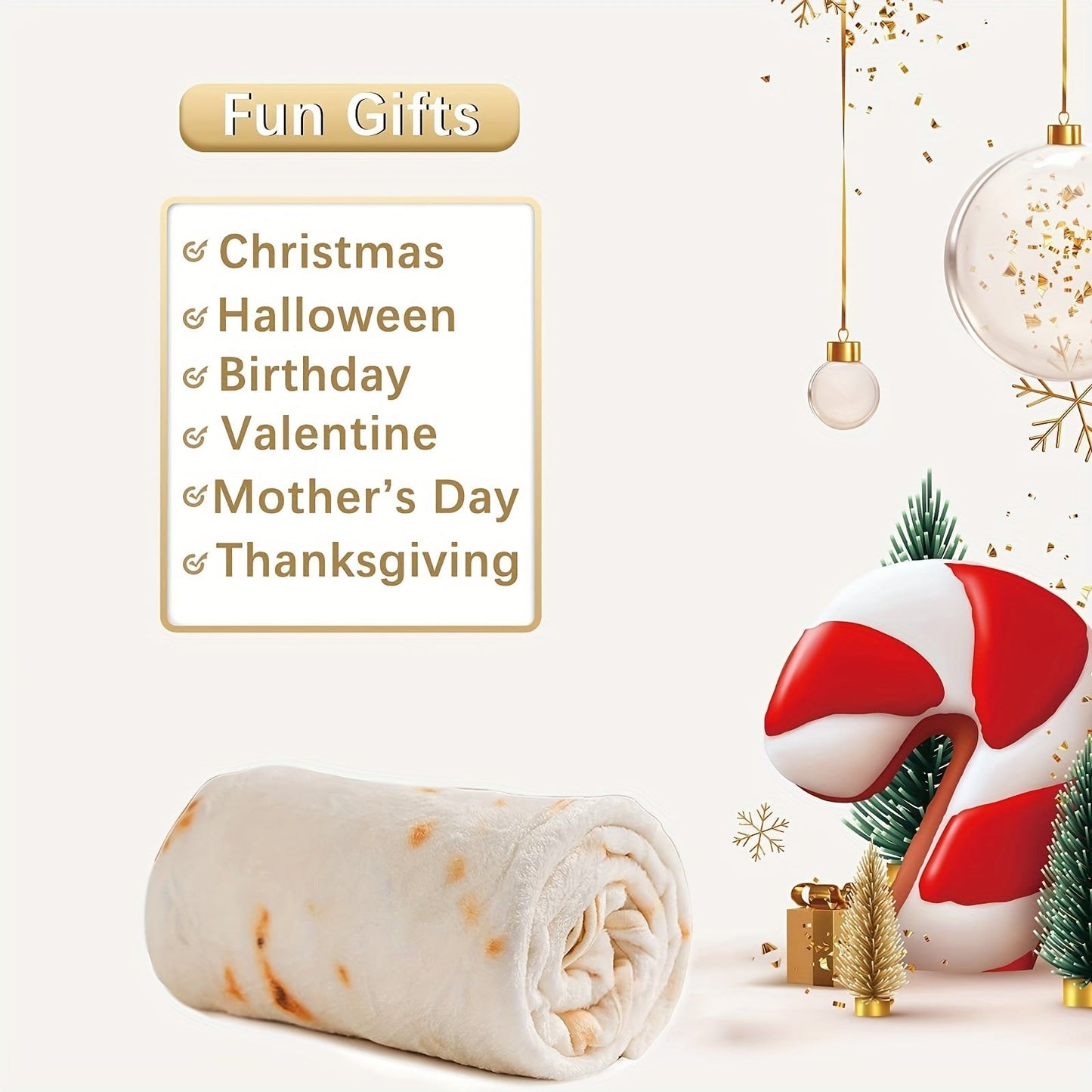 285 GSM Soft Flannel Tortilla Baby Blanket - The Perfect Funny Gift for Baby Showers! Halloween, Christmas Gift