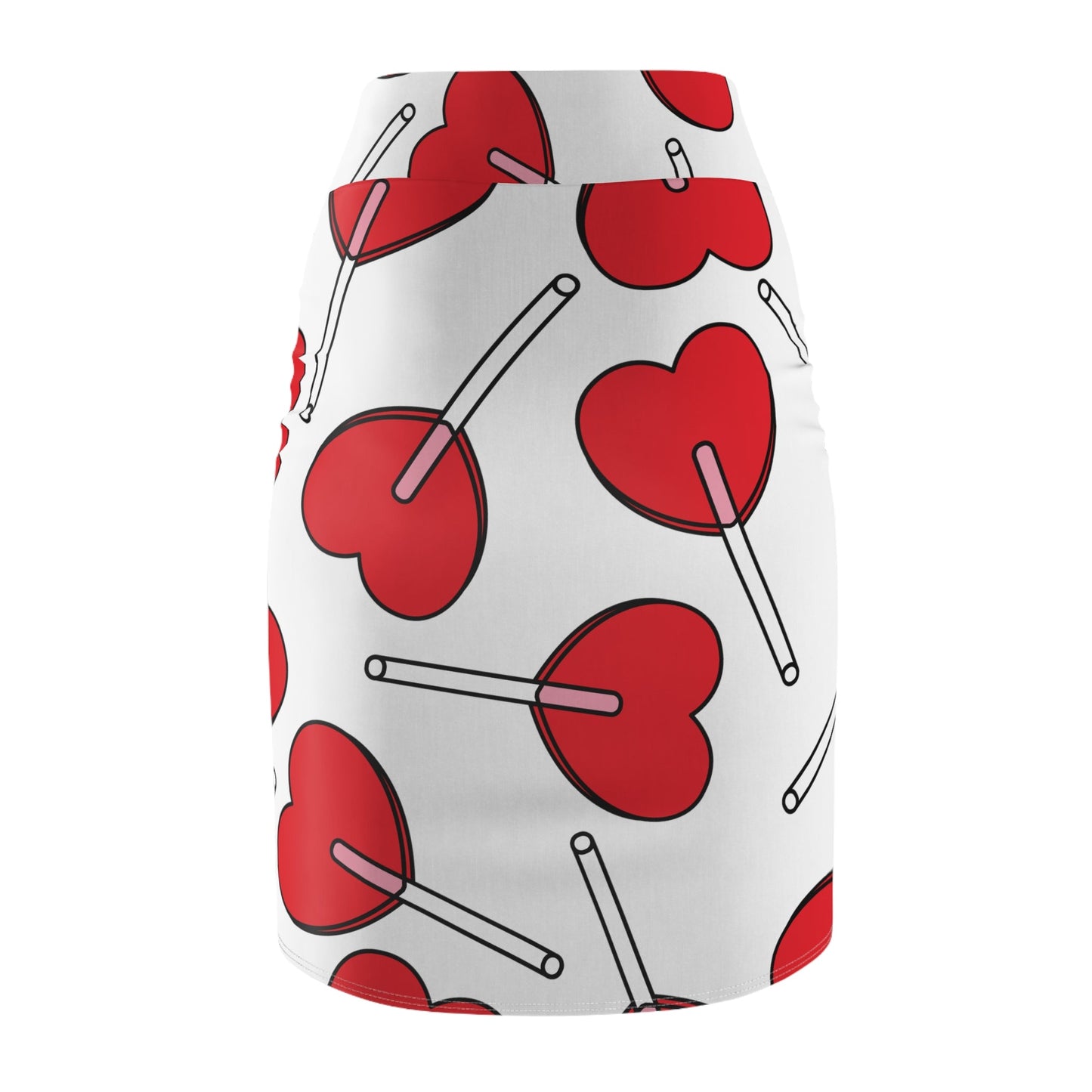 Valentine’s Day Heart Lollipops Women's Pencil Skirt (AOP) - Lizard Vigilante