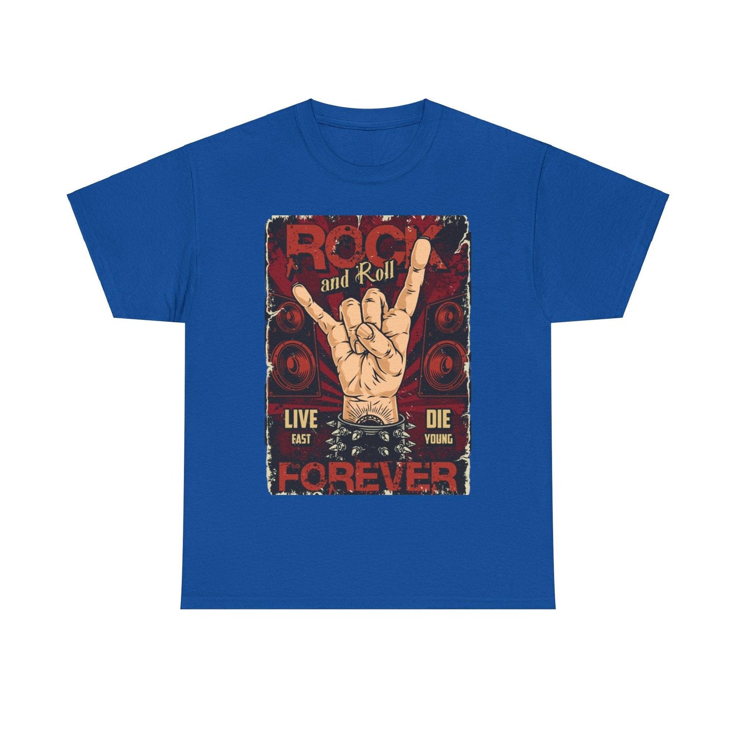 Rock and Roll Forever Hand Sign Unisex Heavy Cotton Tee - Lizard Vigilante