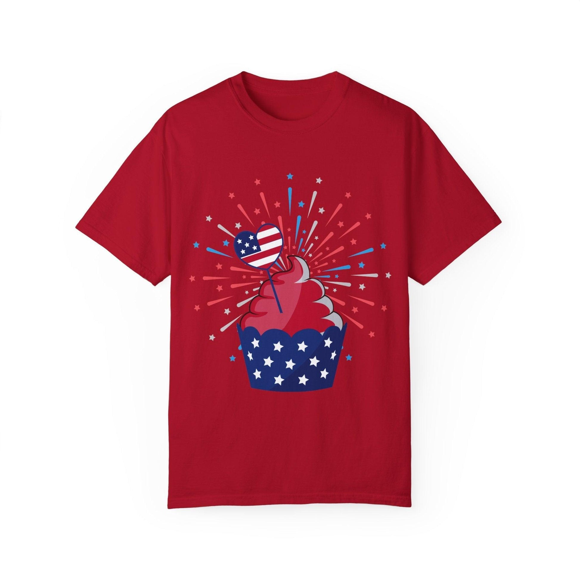 July 4th Cupcake Unisex Garment-Dyed T-shirt - Lizard Vigilante