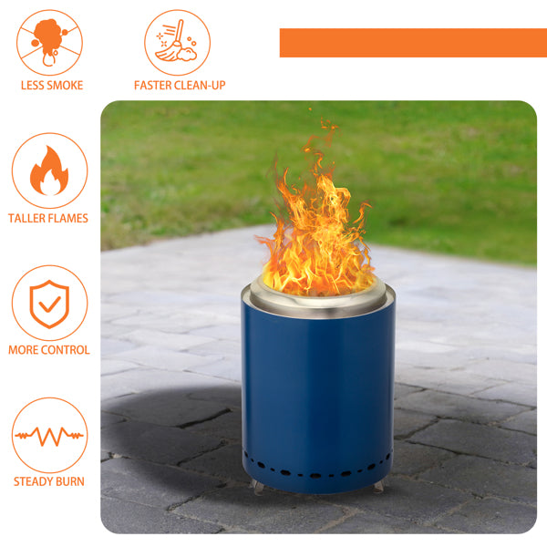 Portable Smokeless Fire Pit – 7.1" Blue Stainless Steel Outdoor Fire Pit for Camping & Patio - Premium fire pit from Lizard Vigilante - Just $72.99! Shop now at Lizard Vigilante