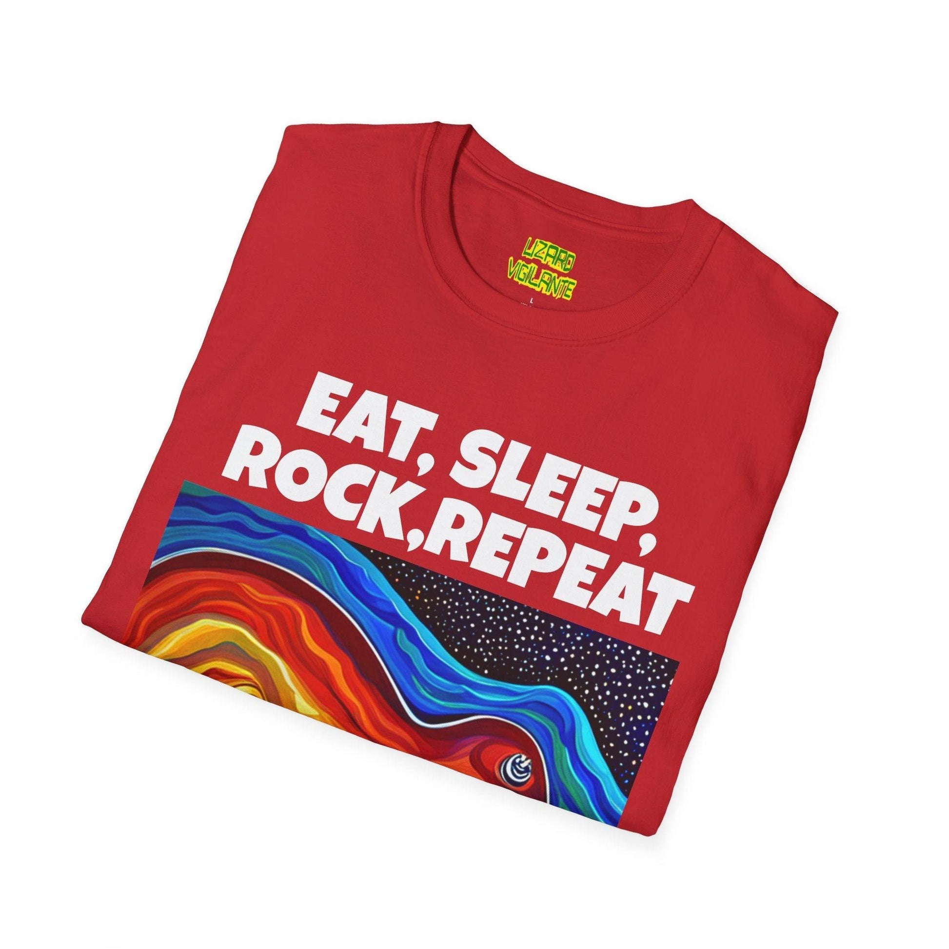 Eat, Sleep, Rock, Repeat Unisex Softstyle T-Shirt - Lizard Vigilante