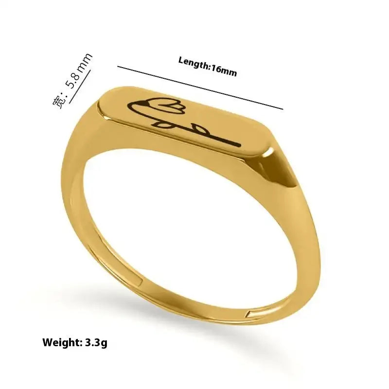 December Flowers And Plants Ring Stainless Steel Creative