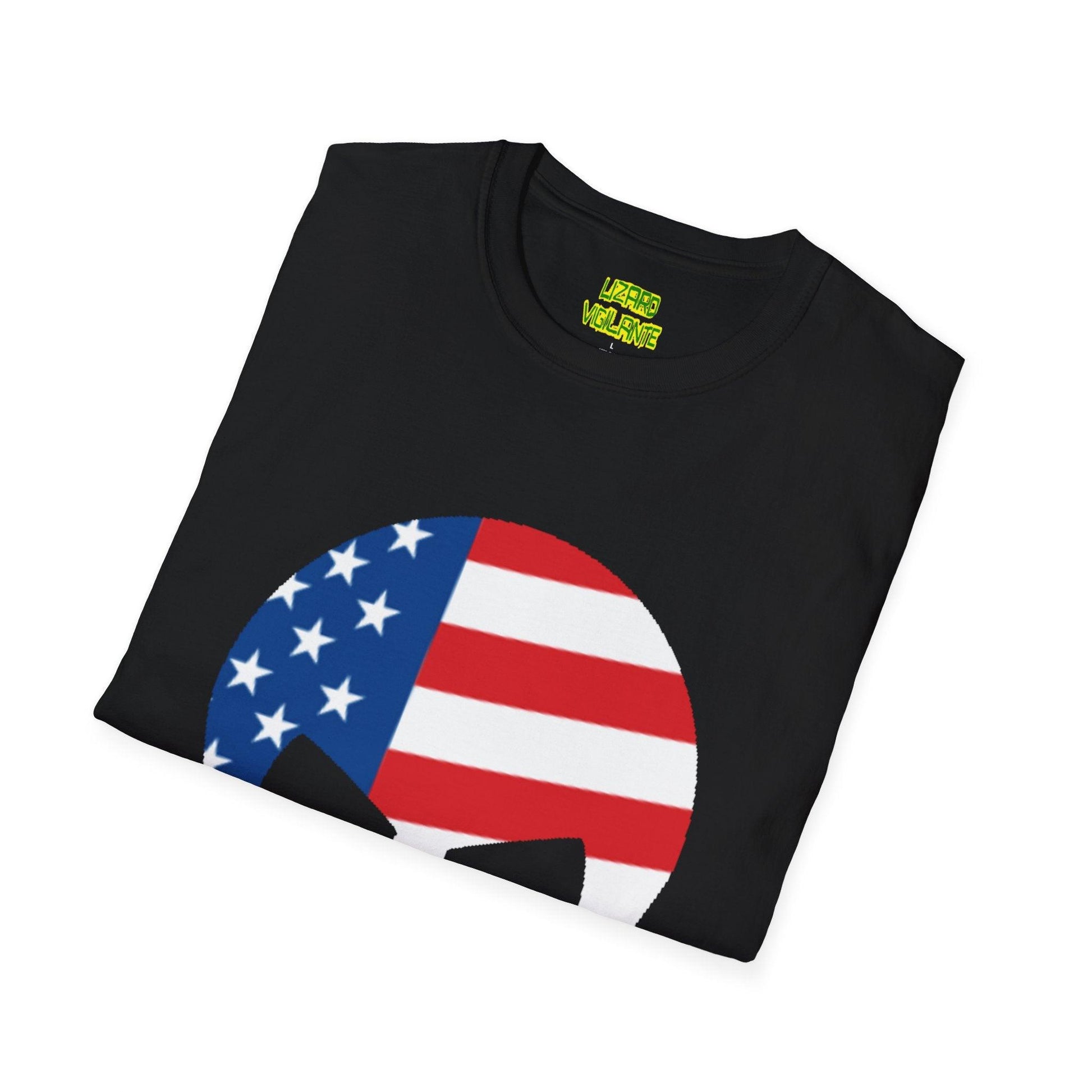 American Flag Skull Graphic Unisex Softstyle USA T-Shirt - Lizard Vigilante