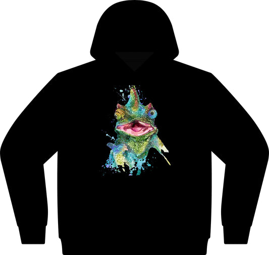 Colorful Chameleon Hoodie - Vibrant Watercolor Lizard Graphic