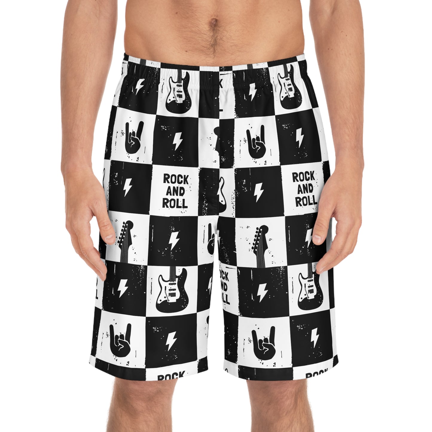 Rock And Roll Squares Men's Board Shorts - Lizard Vigilante