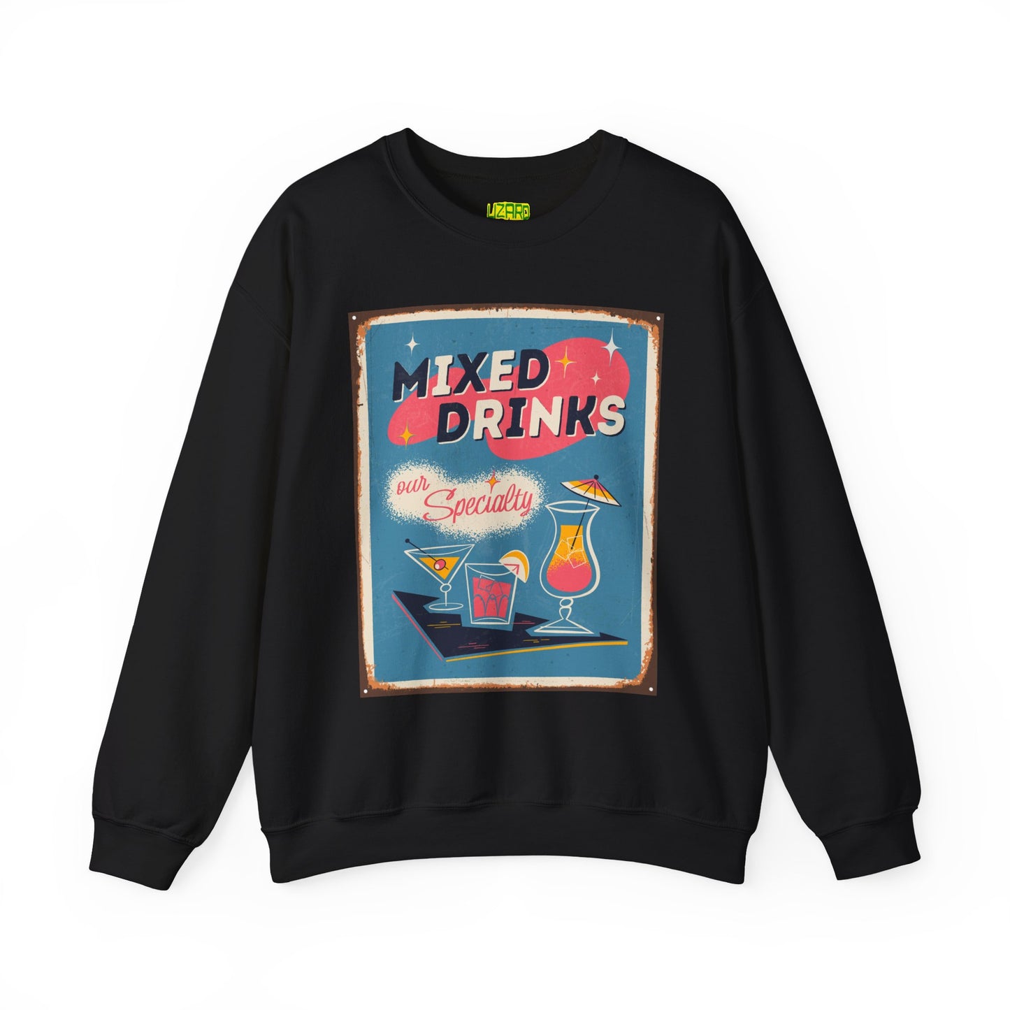 Mixed Drinks Crewneck Sweatshirt — Retro Cocktail Graphic Pullover