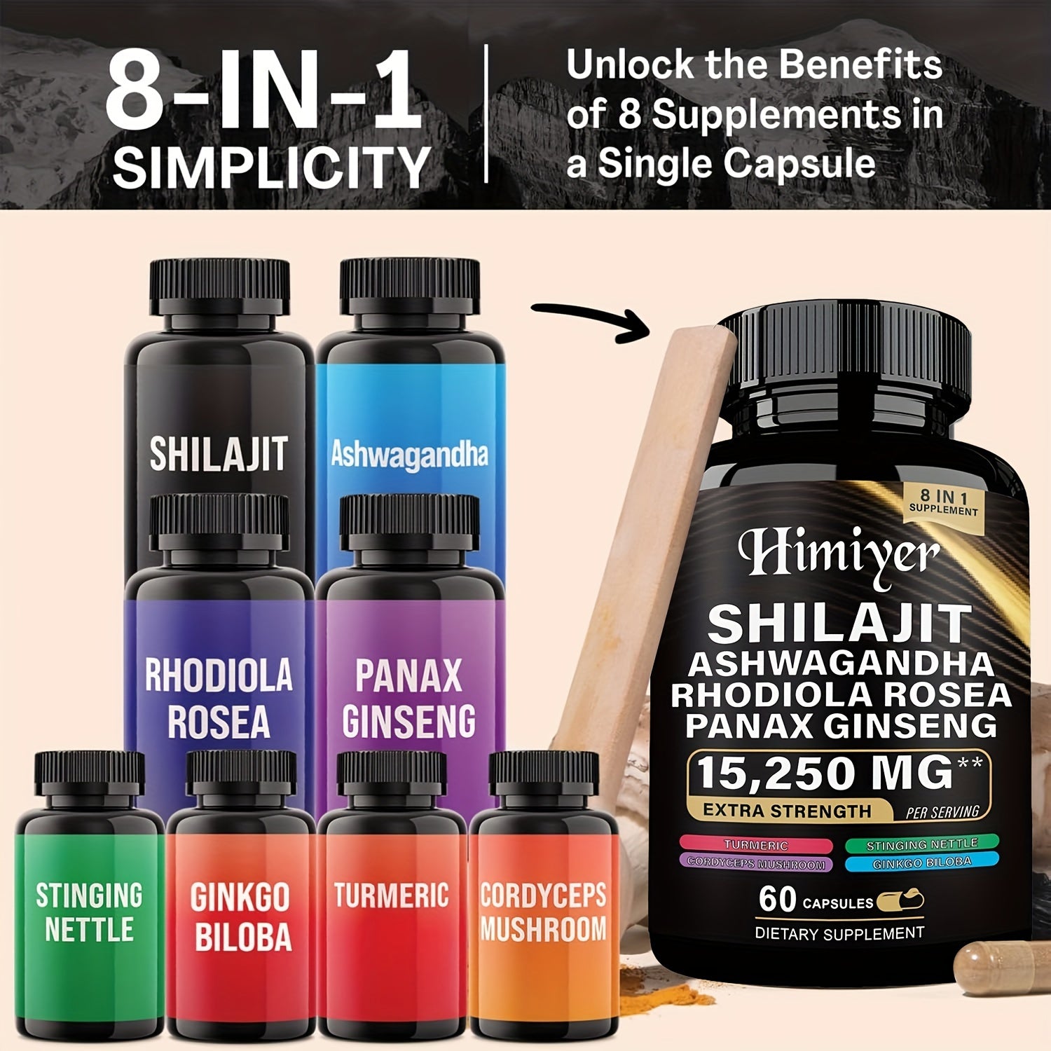 Sports Health Energy Pack, Shilajit And Seamoss Ginger South African Drunken Eggplant Capsule, Sea Moss 7000 Mg, Black Seed Oil 4000 Mg, Ashwagandha 2000 Mg, Ginger And Shilajit 9000 Mg, Rhodiola Rosea 1000 Mg, 19445mg+15250m - Premium  from Lizard Vigilante - Just $10.99! Shop now at Lizard Vigilante