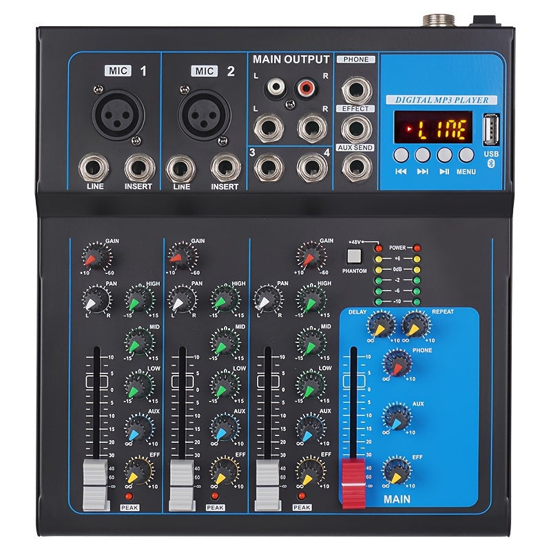 NXG GH7 Mixer Portable USB DJ Mixing Console 7 Channel Band Mixer DJ Mixer MP3 Jack Computer Recording Power Supply Black - Premium  from Lizard Vigilante - Just $55.99! Shop now at Lizard Vigilante