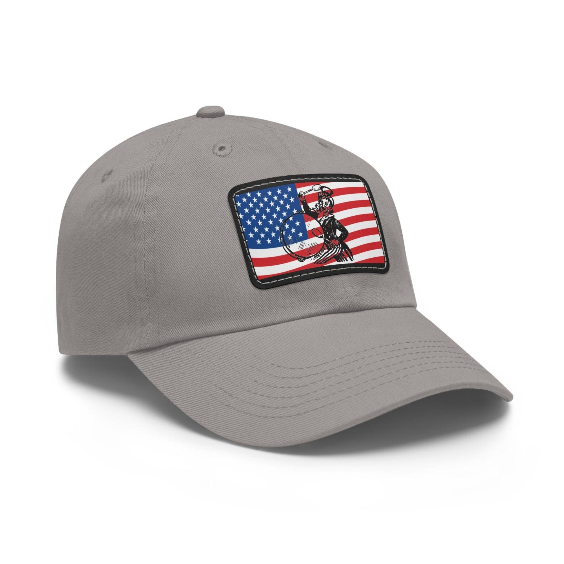 American Flag With Uncle Sam Drummer Dad Hat with Leather Patch (Rectangle) - Lizard Vigilante