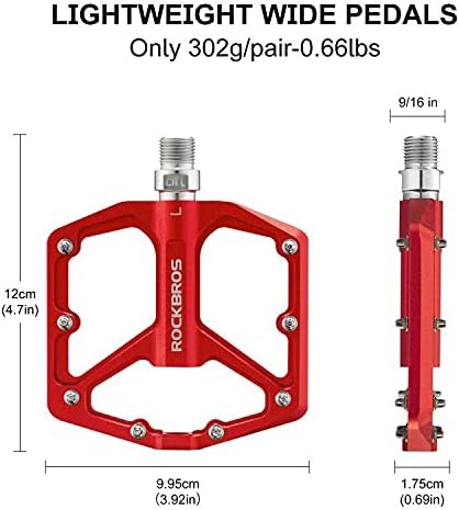 ROCKBROS Bike Pedals Lightweight Aluminum Platform 9/16'' Sealed Bearing