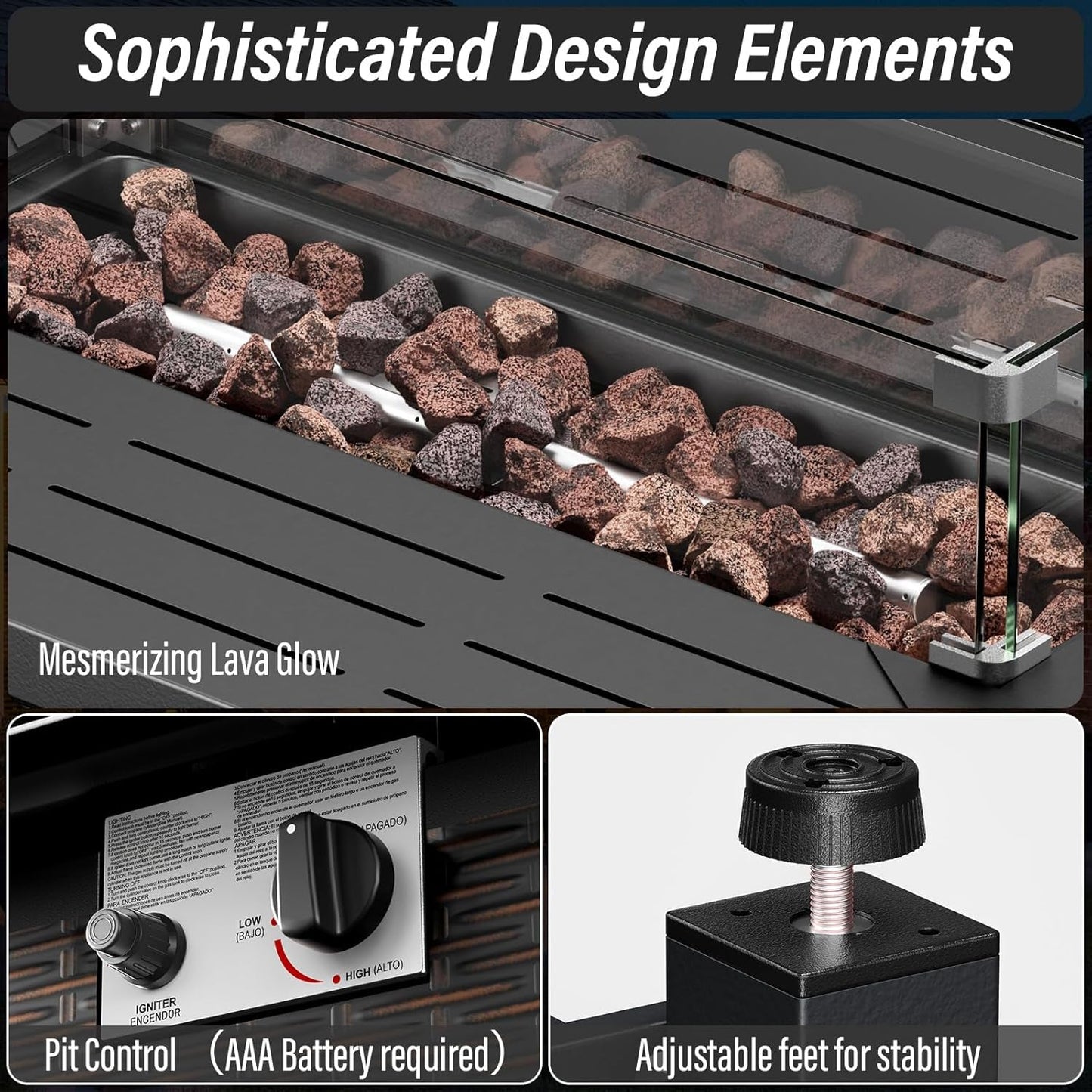 Patio Furniture Set With 50000 BTU Fire Pit Table Red Cushions
